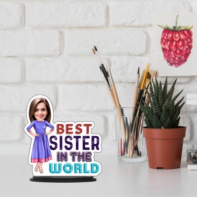 Personalized Caricature Photo Frame Best Gift For Birthday Gift for Brother, Sister Character Caricature Photo Frame Unique Design Gift for Raksha Bandhan (Best Sister In The World)